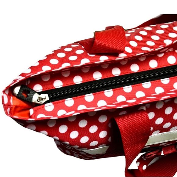 Disney Tote Mickey & Minnie Mouse Icon Print Zipper Travel Bag (Red - Picture 3 of 4